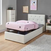 STRUCTURE DE LIT BAHIA Lit coffre enfant contemporain simili blanc STRUCTURE DE LIT BAHIA Lit coffre enfant contemporain simili blanc