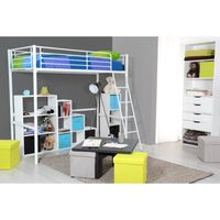 LITS SUPERPOSÉS ROCK Lit Mezzanine adulte en métal blanc - l 99 x LITS SUPERPOSÉS ROCK Lit Mezzanine adulte en métal blanc - l 99 x