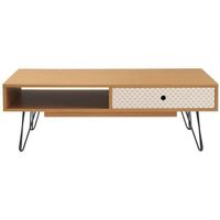 TABLE BASSE COLETTE Table basse vintage décor chêne et imprimé TABLE BASSE COLETTE Table basse vintage décor chêne et imprimé