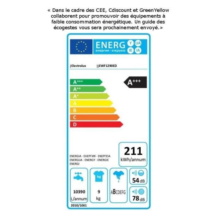  EWF1290ED - Lave linge frontal - 9 kg - 12002