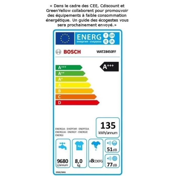  WAT28450FF - Lave-linge 8kg EcoSilence Drive2