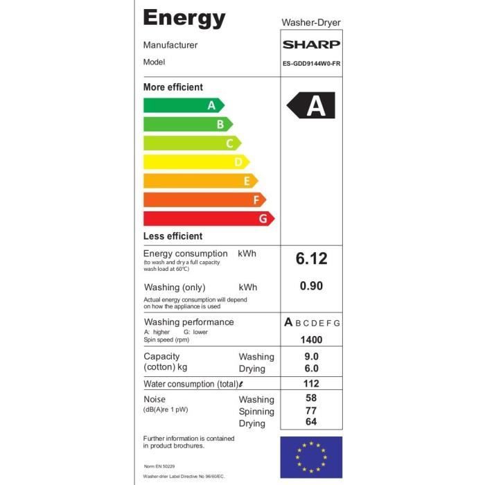  ES-GDD9144W0-FR - Lave linge séchant - Lav.9kg3