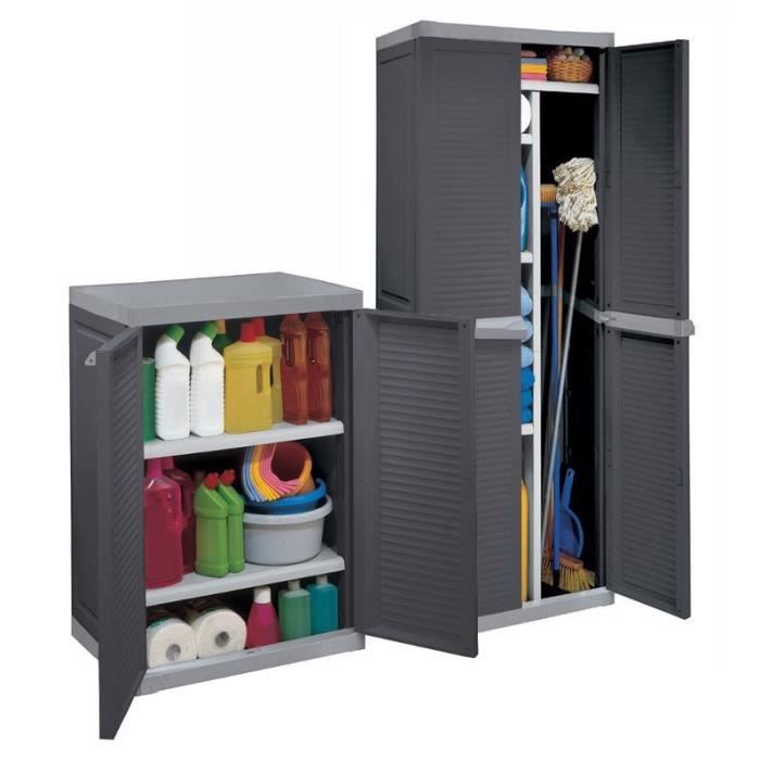 ALLIBERT Lot de deux armoires de rangement haute et basse Harmony