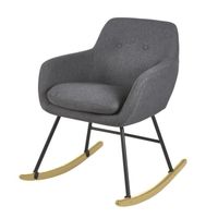 FAUTEUIL JENS Fauteuil à bascule Rocking Chair - Tissu gris FAUTEUIL JENS Fauteuil à bascule Rocking Chair - Tissu gris