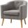 JOYCE Fauteuil pieds bois Hévéa massif - Tissu feu