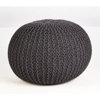 POUF - POIRE Pouf tricot JEF en polycoton - Ø40xH30 cm - Gris a POUF - POIRE Pouf tricot JEF en polycoton - Ø40xH30 cm - Gris a