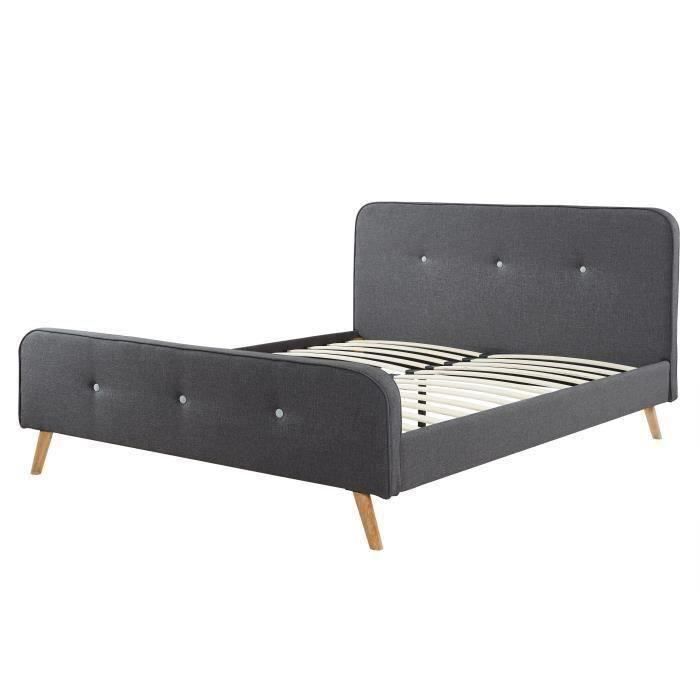 gamma lit adulte sommier vintage en bois tissu gris gamma lit adulte sommier vintage en bois tissu gris