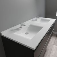 LAVABO - VASQUE CREAZUR Plan double vasque Blanc 140cm LAVABO - VASQUE CREAZUR Plan double vasque Blanc 140cm