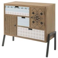 BUFFET - BAHUT MERIDA Buffet ethnique marron et motif équateur + BUFFET - BAHUT MERIDA Buffet ethnique marron et motif équateur +