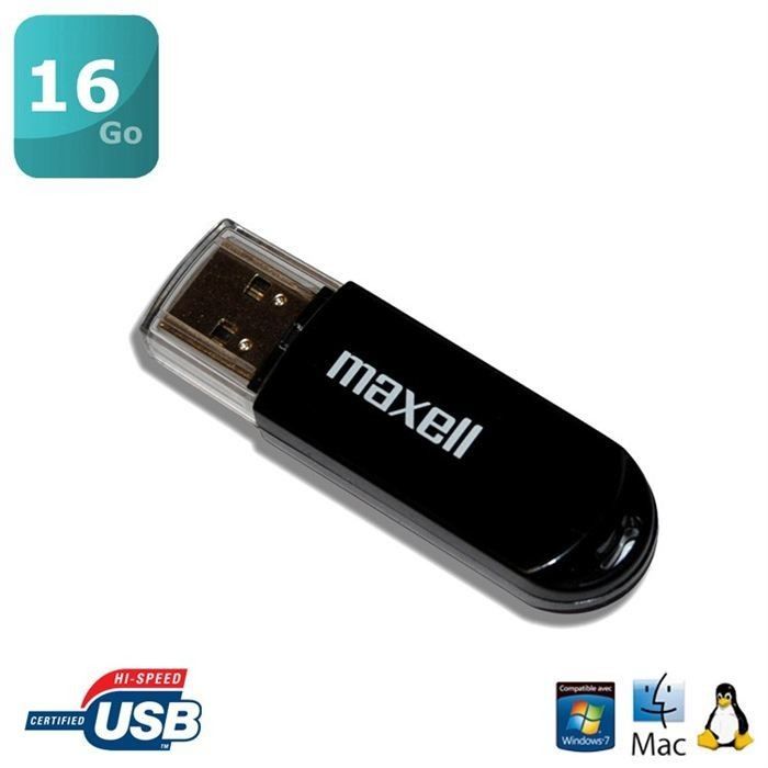 Clé USB 2.0   Capacité 16Go   Petit format qui permet un transport