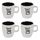 Lot de 4 mugs céramique CAFÉ CRÈME 0,14L blanc