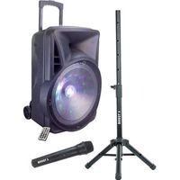 ENCEINTE ET RETOUR ENCEINTE SONO 600W KARAOKE PORTABLE + PIED + MICRO ENCEINTE ET RETOUR ENCEINTE SONO 600W KARAOKE PORTABLE + PIED + MICRO