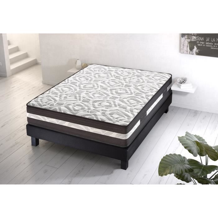 FINLANDEK Ensemble matelas + sommier HENKI 140x190 cm - Ressorts - Equilibré - 722 ressorts ensachés - 2 personnes