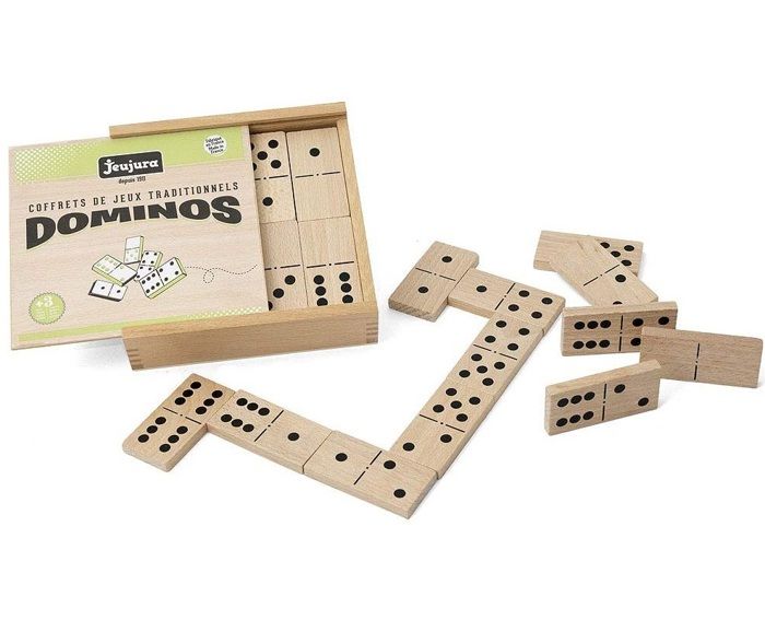 JEUJURA Jeu De Grands Dominos En Bois - Coffret En Bois