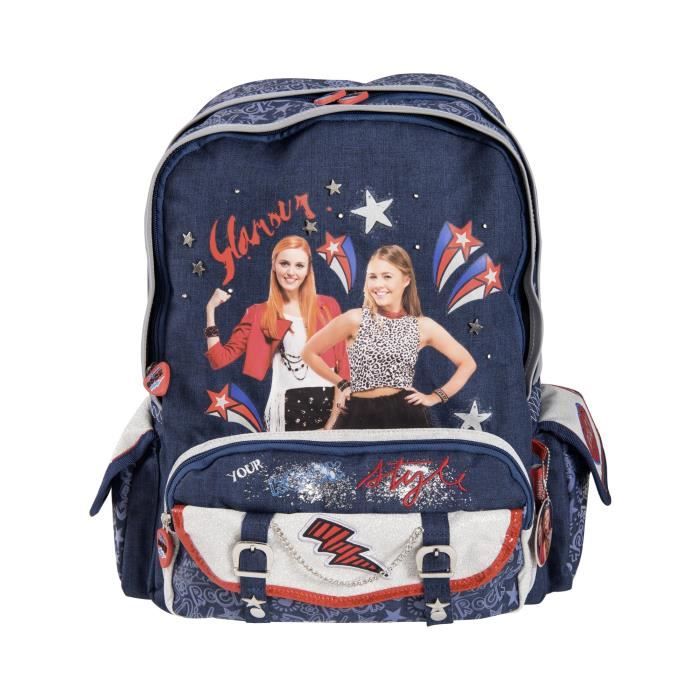 KID'ABORD MAGGIE&BIANCA Sac à Dos Borne - 2 Compartiments - 6 à 9 ans - Classe primaire et élémentaire - Bleu Jean - Enfant Fille