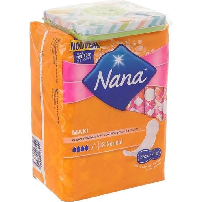 Nana Maxi Normal - Serviette Hygienique Maxi (4 Paquets de 18 Serviettes)
