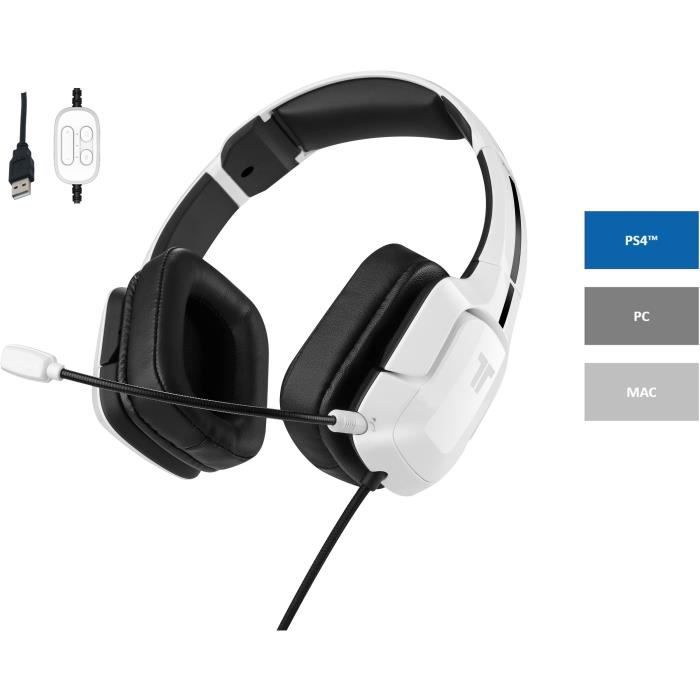TRITTON Casque avec Microphone Gaming KUNAI PRO WHITE pour PC/PS4