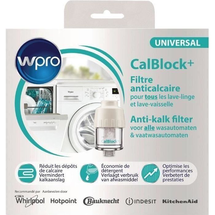 WPRO CAL100 Filtre anti-calcaire lave-linge et lave-vaisselle