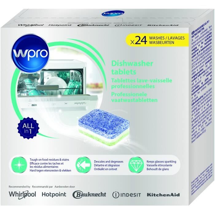 WPRO TAB100 24 tablettes tout en 1 pour lave vaisselle