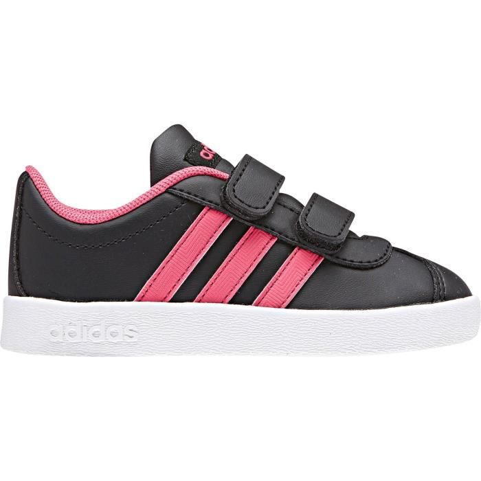 ADIDAS Baskets VL Court - Bébé fille - Noir et rose