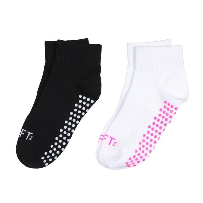 SOFTWR Lot de 2 Chaussettes de yoga - Femme - Blanc et rose