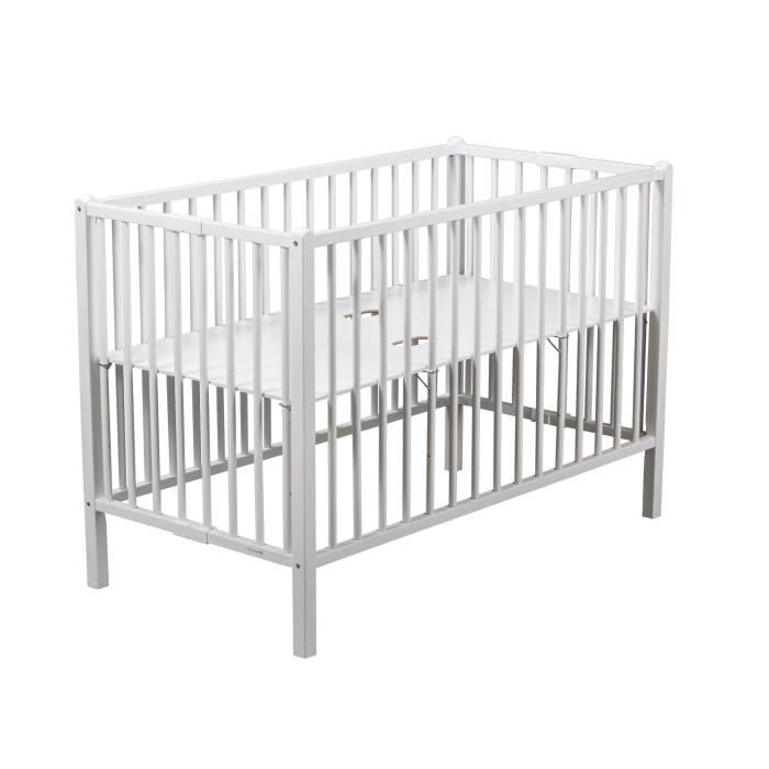 TINEO Lit Bébé Pliant 60x120 cm Blanc