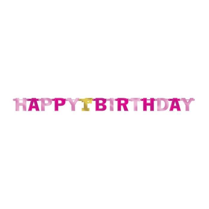 AMSCAN Guirlande lettres 1st Birthday Rose 213 cm