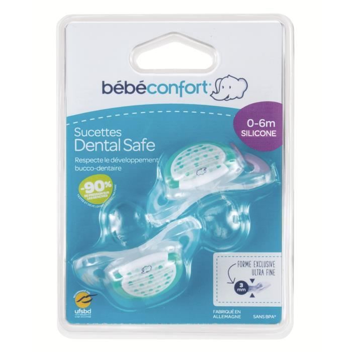 BEBE CONFORT Sucette Dental Safe 0-6 mois x2 - Silicone - Vert Little Valleys