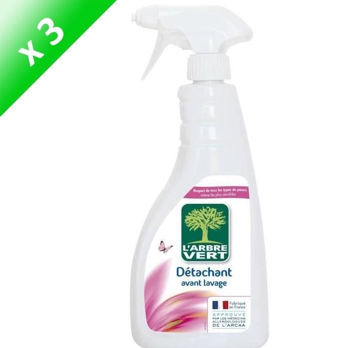 L'ARBRE VERT Sprays détachant soin du linge avant Lavage - Ecologique - 740 ml - Lot de 3