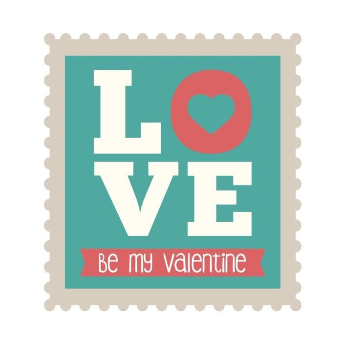 Stickers adhésif mural Love Stamp - be my valentine - 30x33cm