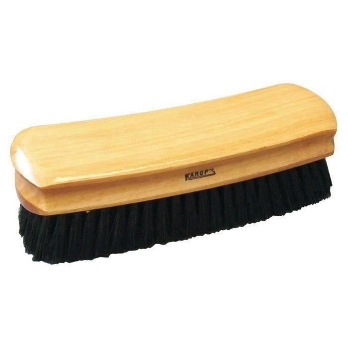 Brosse à vêtements - monture en bois verni - fibre de soie - noir