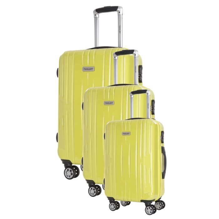 TRAVEL ONE Set de 3 Valises Clifton - Taille S, M et L - 8 Roues - Jaune