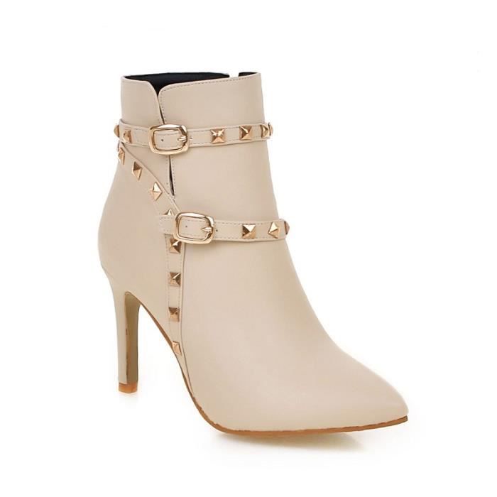 Naturel Blanc noir Bottine Séduisante Hauts Nouveau Individualité Charme Court Femme Mystérieux Talons Solide rose beige waOqOPz