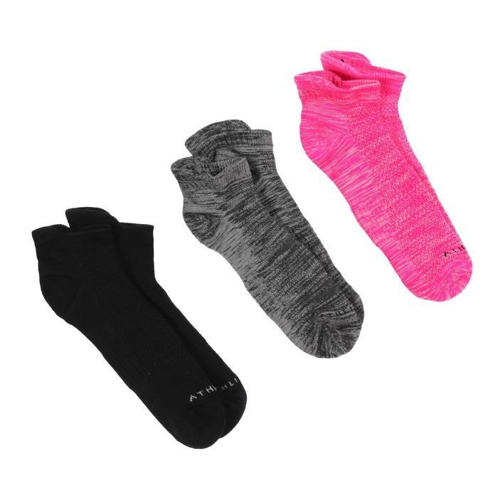 ATHLI-TECH Lot de 3 Chaussettes de fitness - Femme - Rose