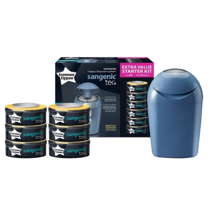 TOMMEE TIPPEE Starter Pack Tec bleu - 1 bac + 6 recharges