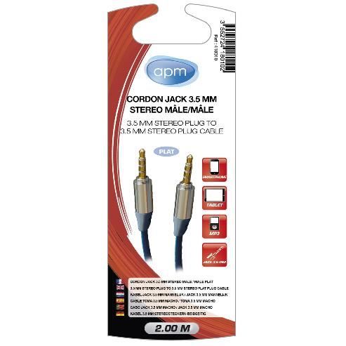 APM 418010 Câble Jack 3.5 mm Plat - Bleu