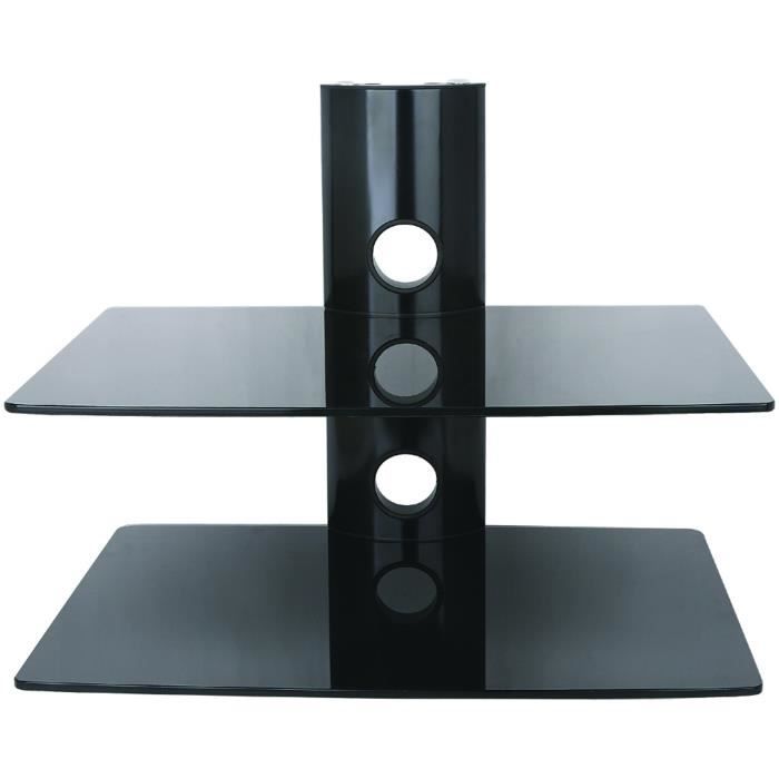 INOTEK FALCON 102 Tablette murale pour périphériques audio vidéos - 2 tablettes en verre noir sécurit - 2 x 15 kg
