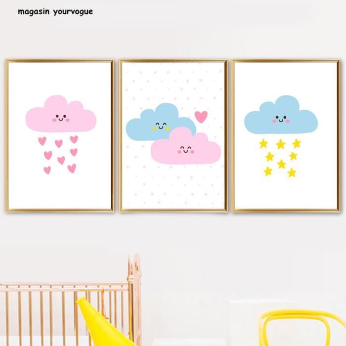 Bébé Nuage Pluie Enfants Chambre Décor Toile Peinture Murale Art