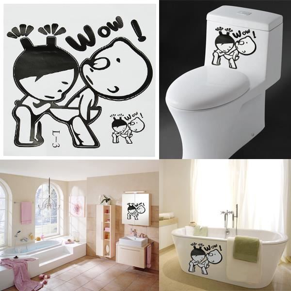 Sticker toilette WC abattant de mural déco décoration autocollant mur chambre Achat / Vente