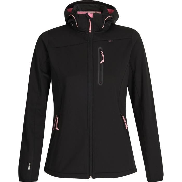 WANABEE Veste de randonnée Ld Emler Soft 2 Hood - Femme - Noir