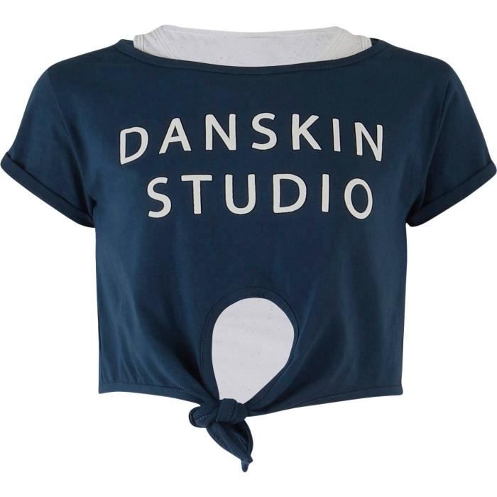 DANSKIN T-shirt double Elize - Enfant fille - Gris clair et bleu