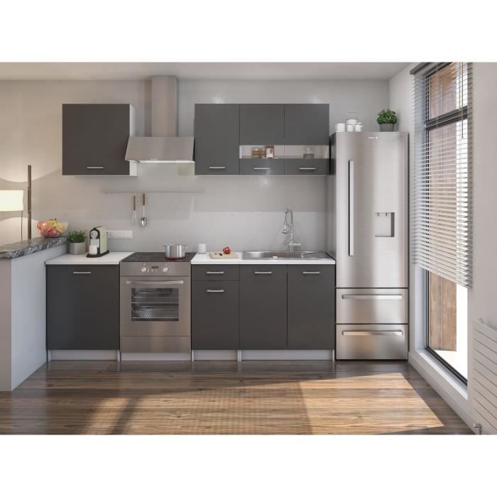 EXTRA Cuisine Complète avec plan de traval L 240 cm - Gris mat