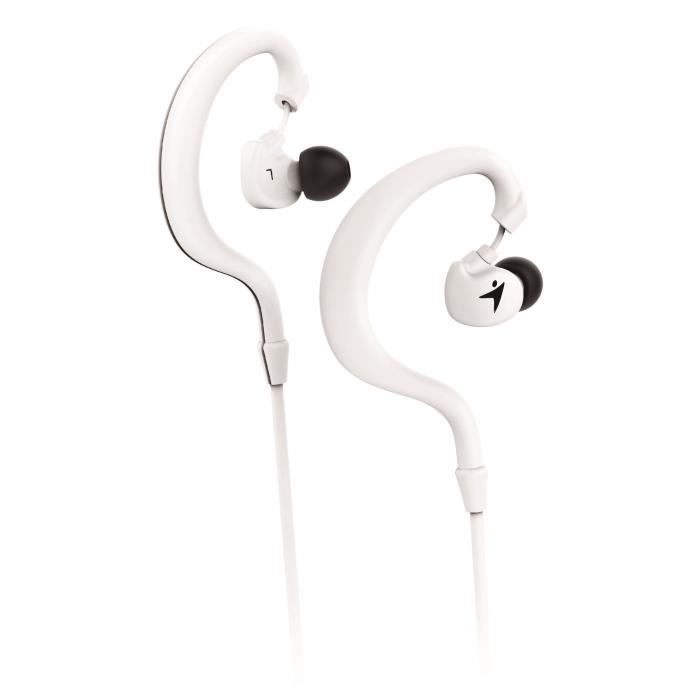 GENIUS Oreillettes pour Sportifs Hs-M270 Blanc avec Micro pour Smartphone