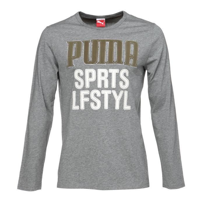 PUMA T-shirt MV Manches longues - Homme - Gris