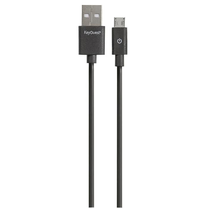 KEYOUEST Câble micro USB / USB - Noir - 2.4 A - Charge et synchronisation - Longueur du câble : 2,50 m