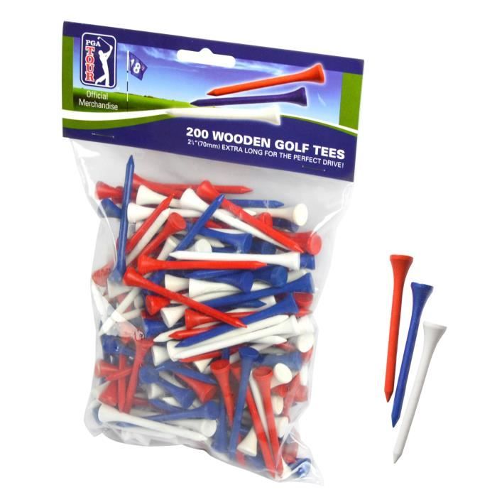 PGA TOUR Lot de 200 Tees de Golf en Bois - 7 cm