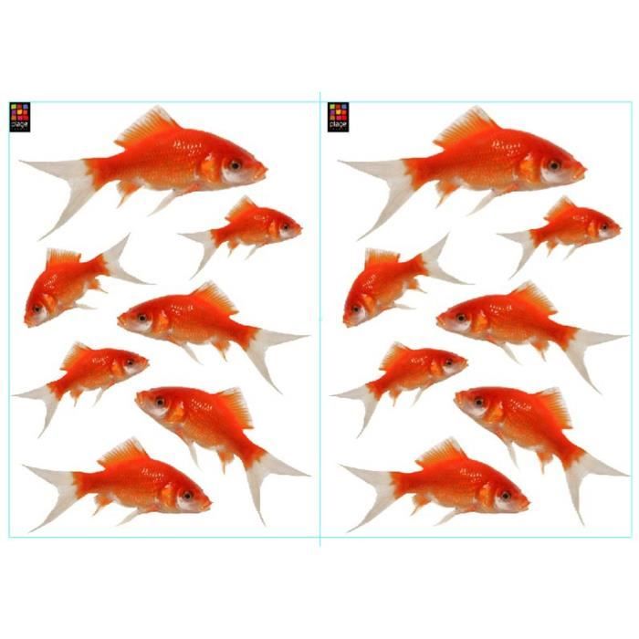 PLAGE Stickers adhésif mural Taille S - Poissons2 planches 29,7 x 21 cm, divers motifs