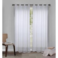 VOILAGE Paire de voilage 140x260 cm Blanc avec liserés arg VOILAGE Paire de voilage 140x260 cm Blanc avec liserés arg