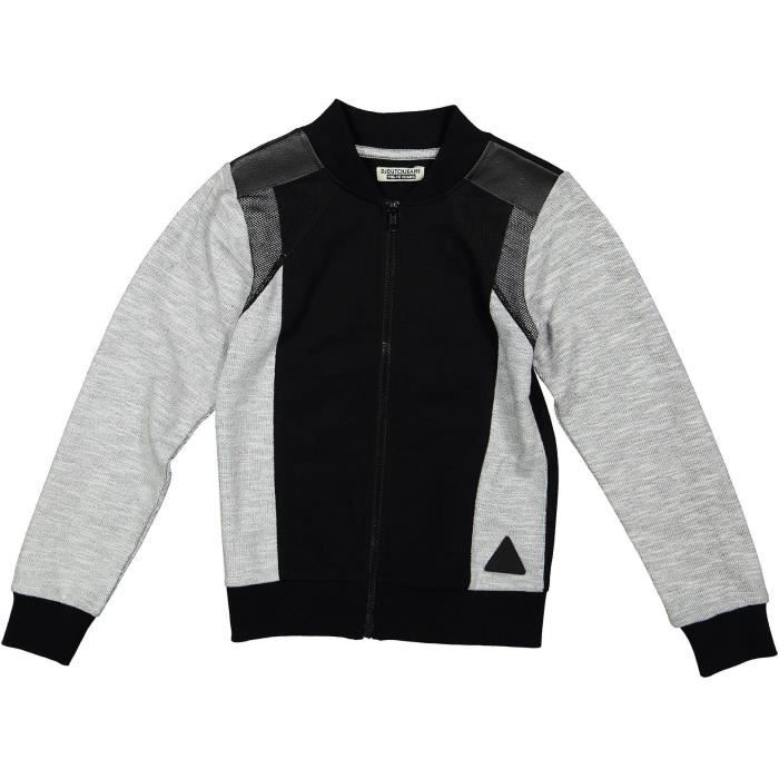 DJ DUTCHJEANS Veste Sweat Zippée Noir et Gris Enfant Garçon
