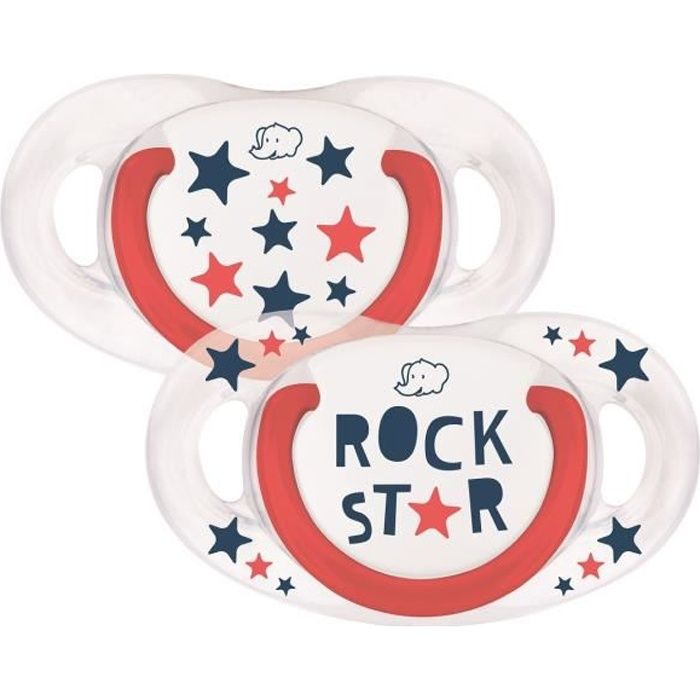BEBE CONFORT Sucette natural physio silicone - Rock star rebel rules - 6 / 18 mois - Lot de 2